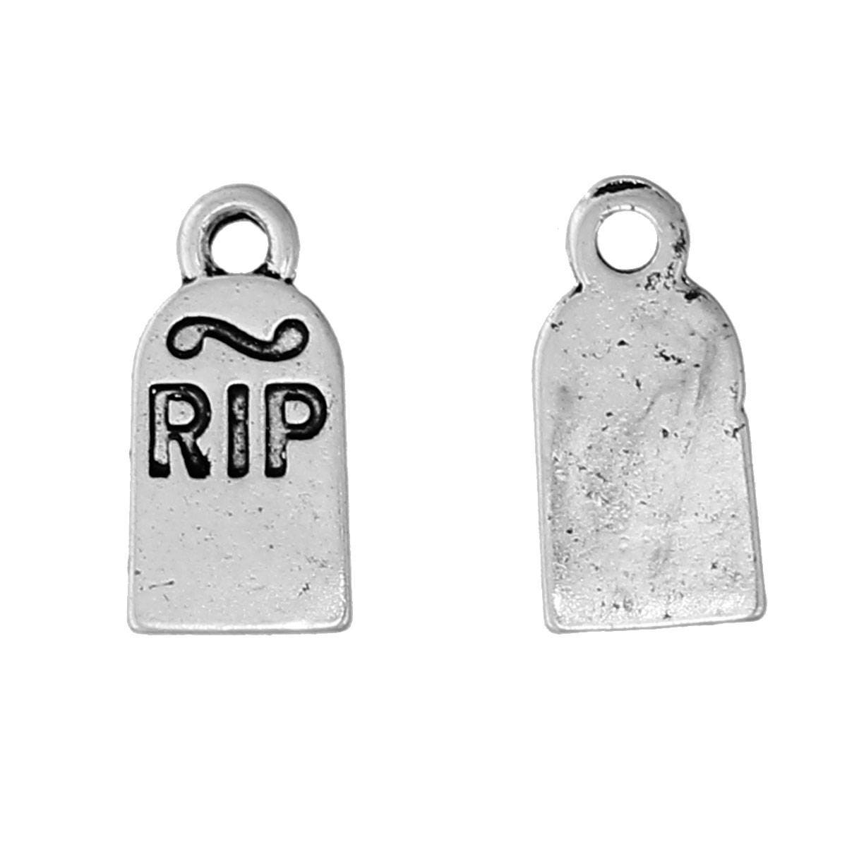 RIP Charm | Halloween Jewelry | Tombstone Charm | Grave Marker Charm | Scary Jewelry