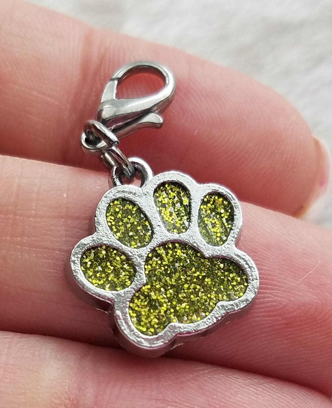 Glitter Paw Print Charms | Team Spirit Gift | Team Mascot Charms | Gift for Dog Lover