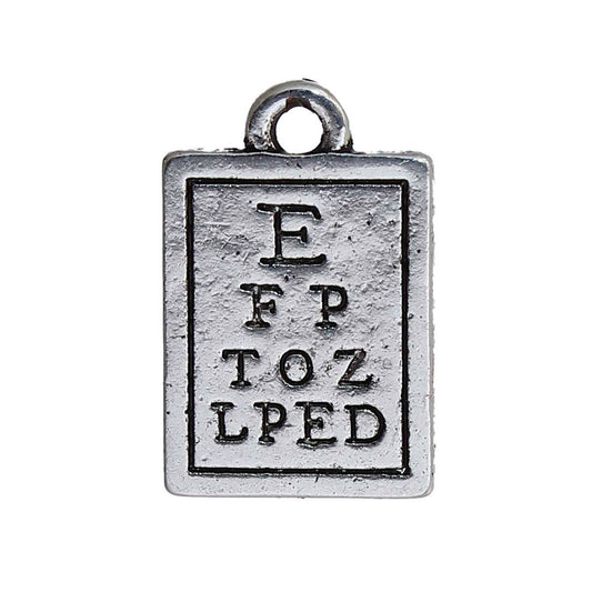 Eye Chart Charm | Opthamologist Gift | Eye Chart Jewelry | Optometry Charm | Eye Doctor Charm