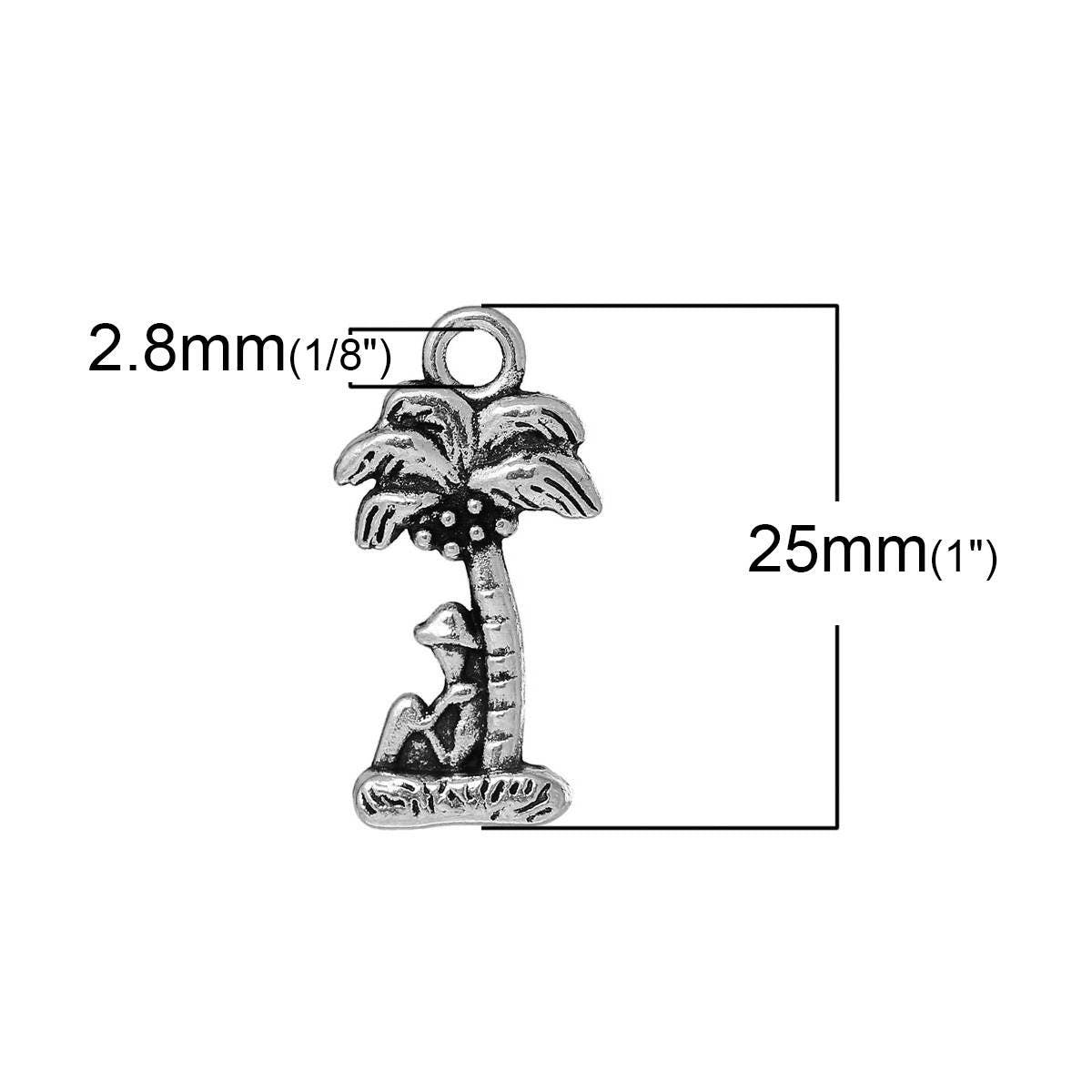 Palm Tree Charm | Man Sitting Under Tree | Deserted Island Charm | Tropical Charm | Jimmy Buffett Charm