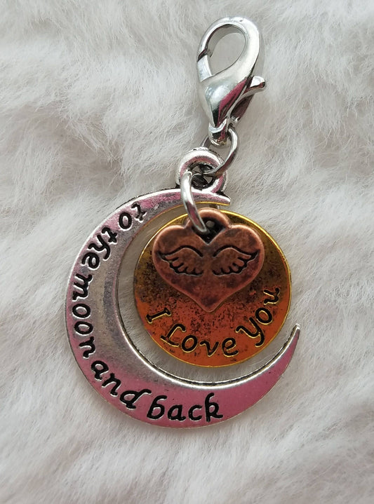 Love You to the Moon and Back Charm | Love Charm | Love Jewelry | Clip on Charm | Clip on Pendant