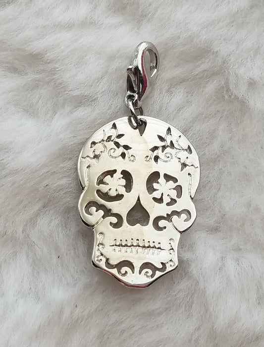 Silver Sugar Skull Charm | Dia de los Muertos Charm | Mom Gift | Sister Gift | Best Friend Gift | Latin Culture Charm