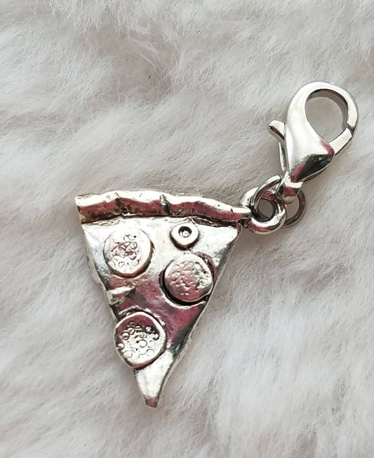 Pizza Slice Charm | Pizza Charm | Pizza Jewelry | Food Charm | Food Jewelry | Sterling Silver Plated Pewter