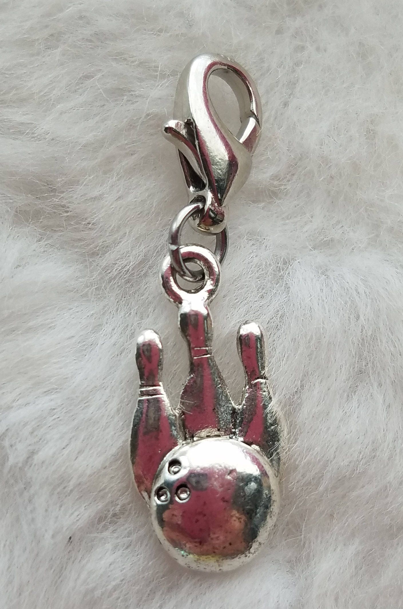 Bowling Ball Charm | Bowling Pins Charm | Bowling Ball and Pins Charm | Sterling Silver Plated Pewter