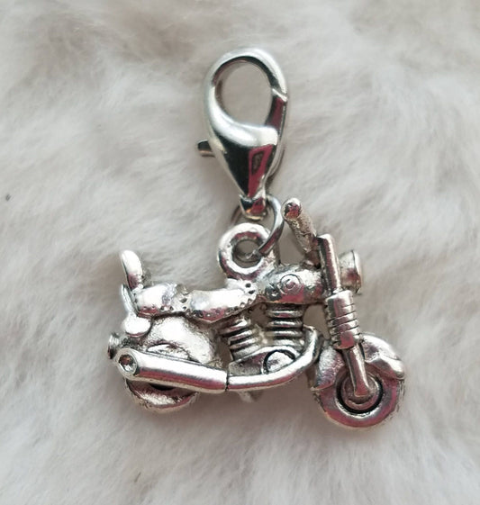 Motorcycle Charm | Motorcycle Jewelry | Motorcycle Pendant | Hog Jewelry | Sterling Silver Plated Pewter