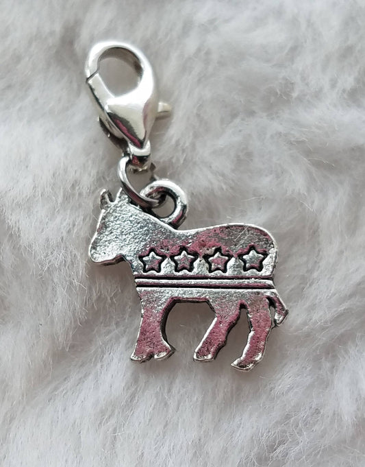 Democrat Donkey Charm | Democrat Charm | Democratic Gift | Sterling Silver Plated Pewter | Liberal Democrat