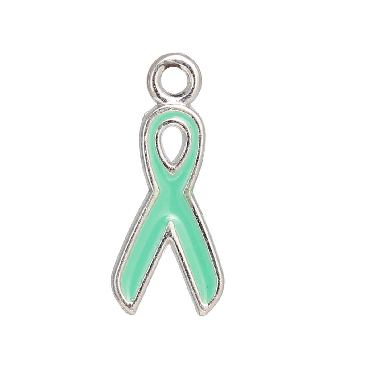 BULK Green Ribbon Charms | Green Awareness Ribbons | Mint Green Ribbon | Pack of 20 charms