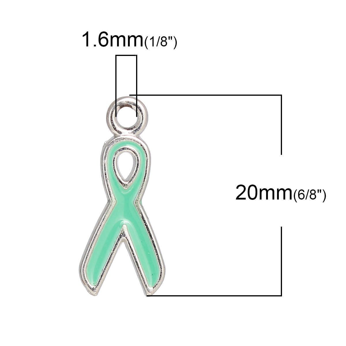 BULK Green Ribbon Charms | Green Awareness Ribbons | Mint Green Ribbon | Pack of 20 charms