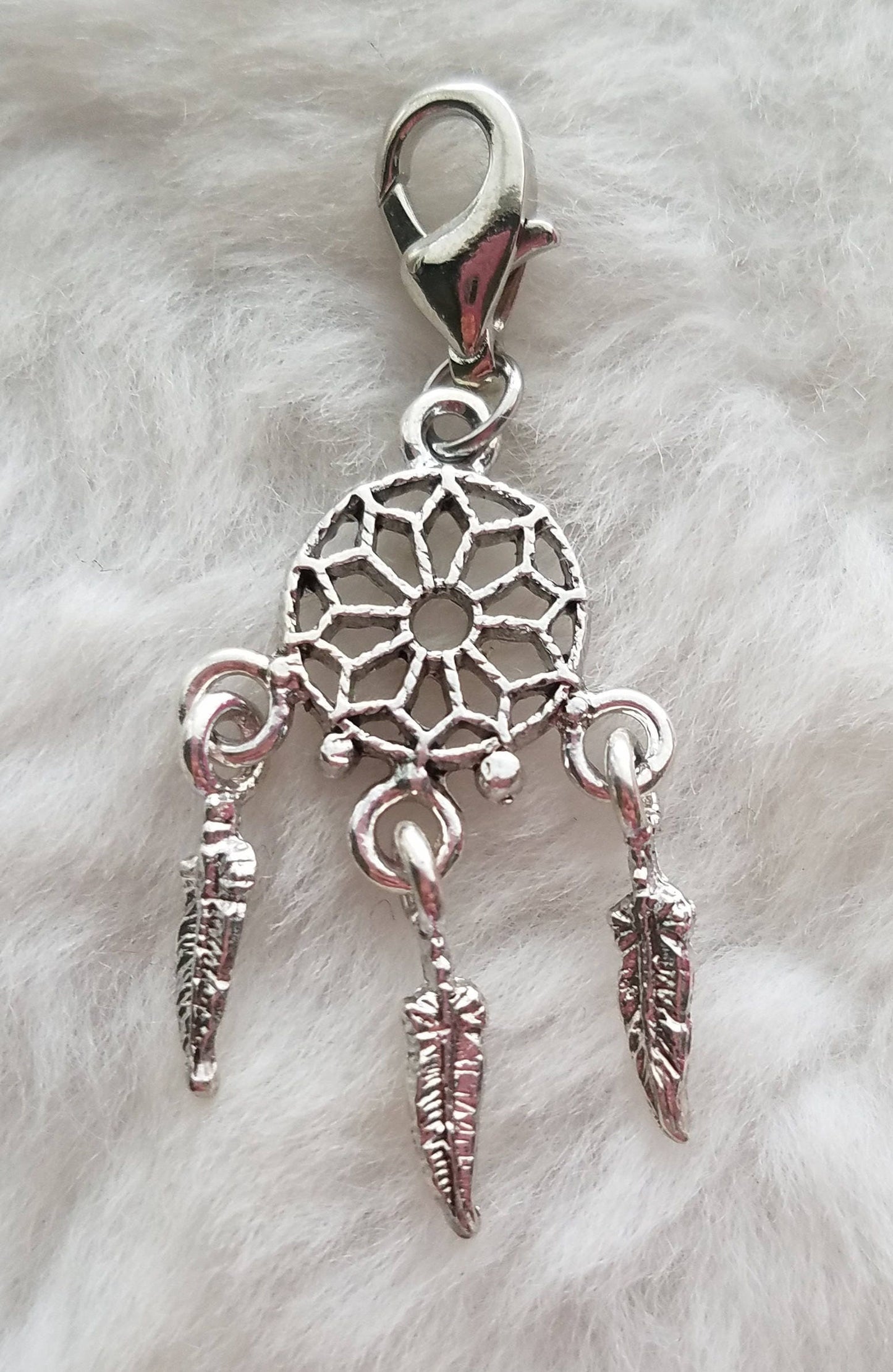 Dream Catcher Charm | Native American Heritage Charm | Sterling Silver Plated Pewter