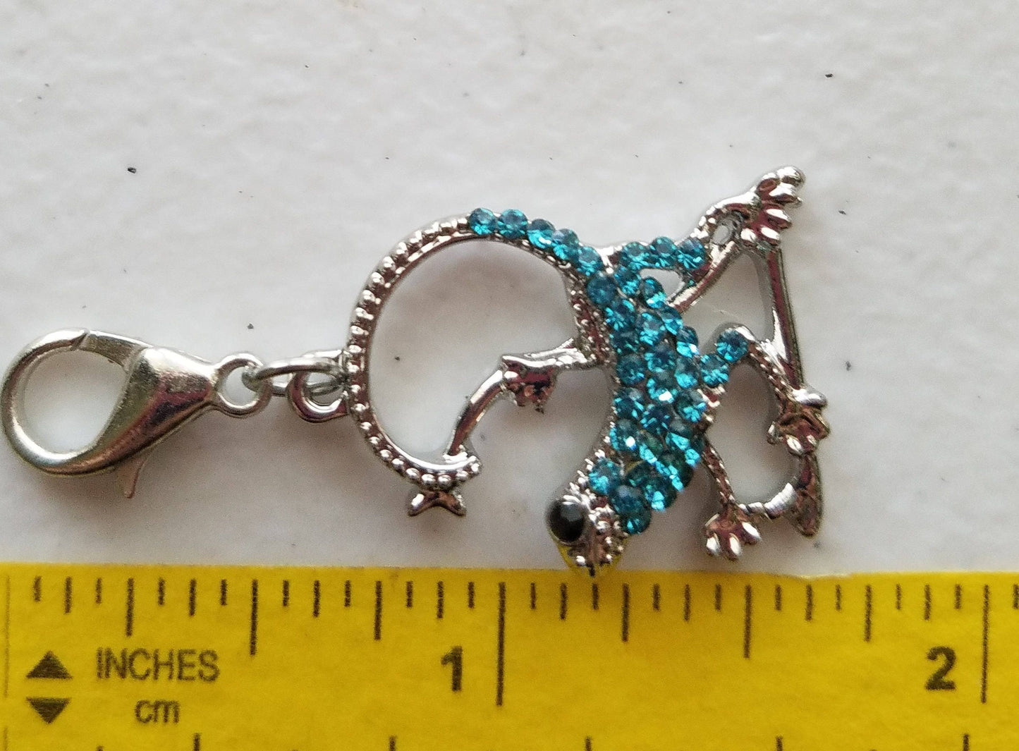 Lizard Charm | Aqua Gecko Charm | Lizard Jewelry | Gecko Jewelry | Rhinestone Lizard | Rhinestone Gecko