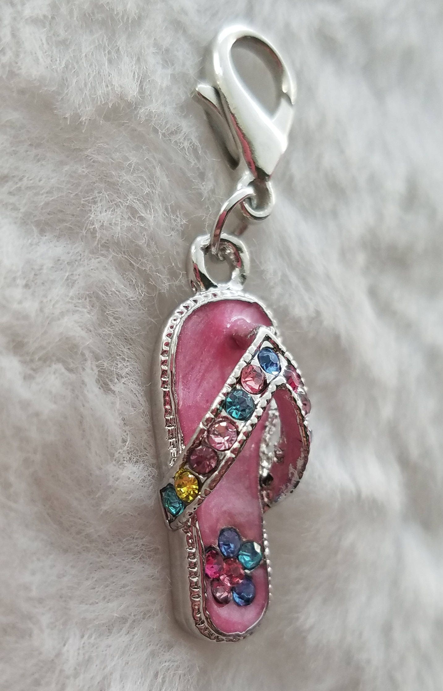 Rhinestone Flip Flop Charm | Flip Flop Jewelry | Flip Flop Pendant | Shoe Charm | Summer Charm | Beach Charm