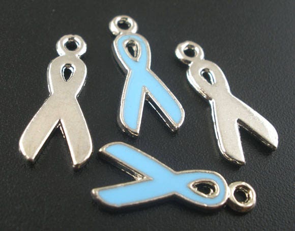 BULK Charms | Baby Blue Ribbon Charms | Aqua Ribbon Charms | Awareness Ribbon Charms | Pack of 20