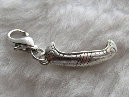 Canoe Charm | Canoe Jewelry | Canoe Pendant | Sterling Silver Plated Pewter