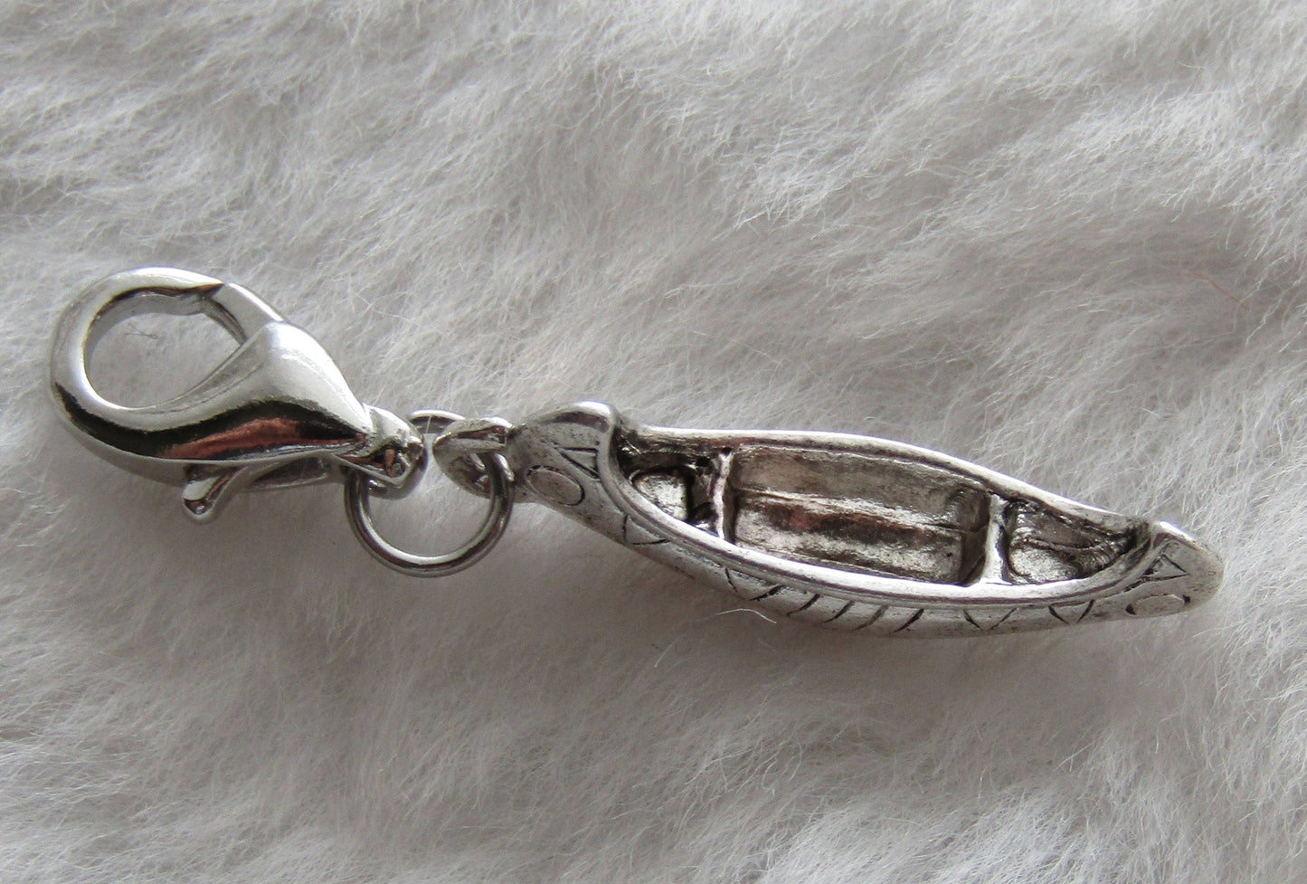 Canoe Charm | Canoe Jewelry | Canoe Pendant | Sterling Silver Plated Pewter