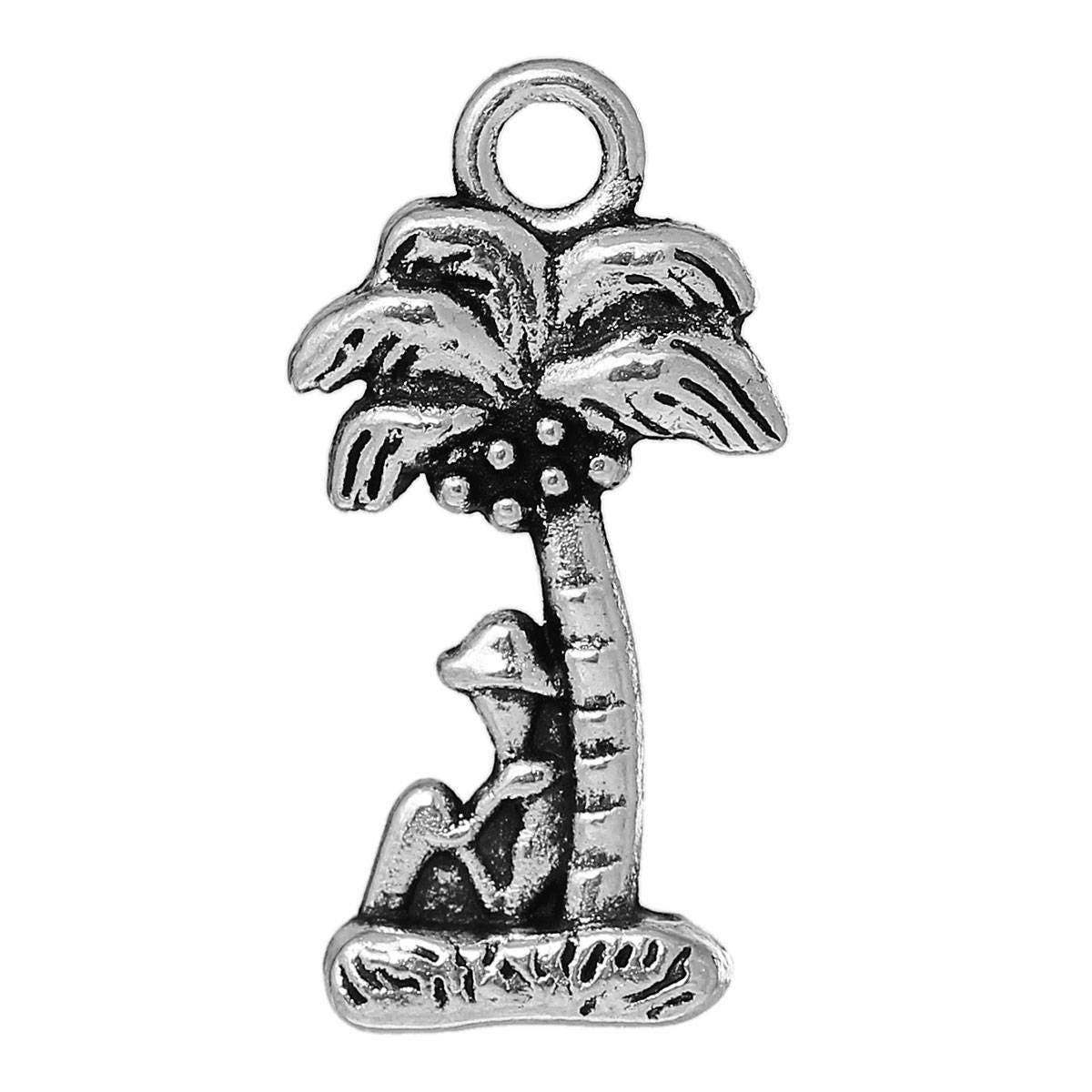 Palm Tree Charm | Man Sitting Under Tree | Deserted Island Charm | Tropical Charm | Jimmy Buffett Charm