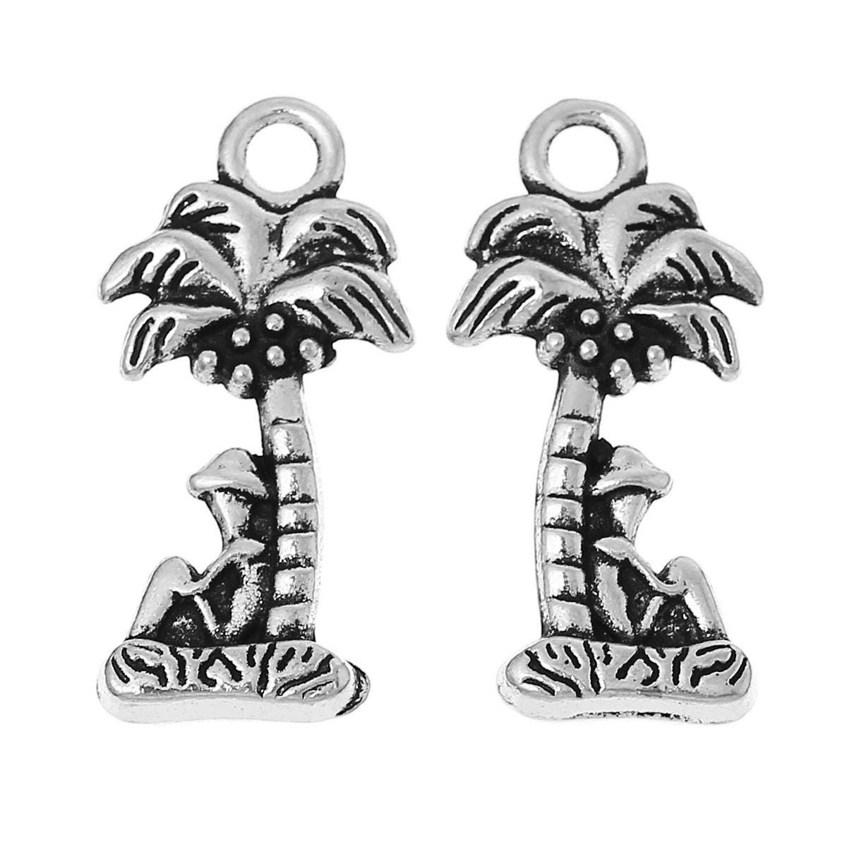 Palm Tree Charm | Man Sitting Under Tree | Deserted Island Charm | Tropical Charm | Jimmy Buffett Charm