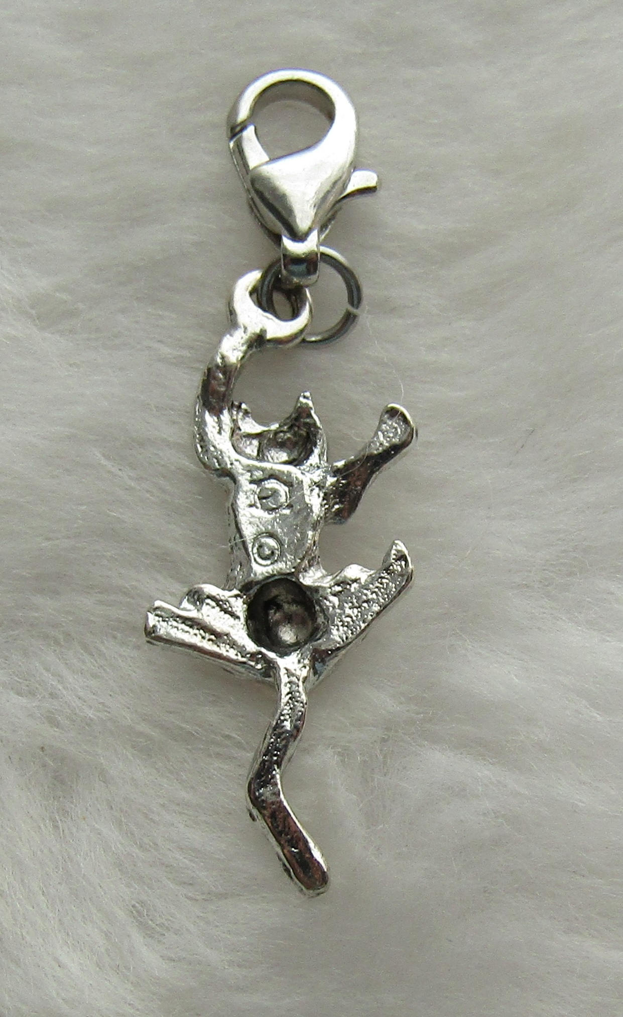 Climbing Cat Charm | Feline Charm | Cat Jewelry | Hang in There Charm | Sterling Silver Plated Pewter