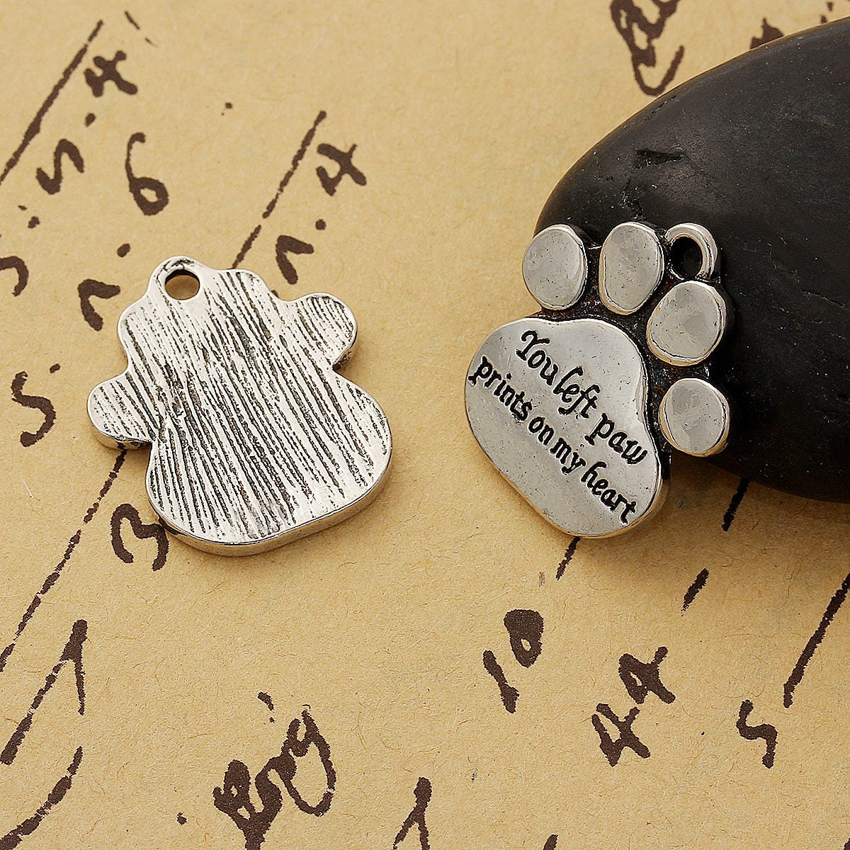 Pet Memorial Pendant | You Left Paw Prints on my Heart | Charm for Bracelet