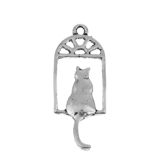 Cat in Window Charm | Cat Charm | Kitten Charm | Cat Jewelry | Gift for Cat Lover