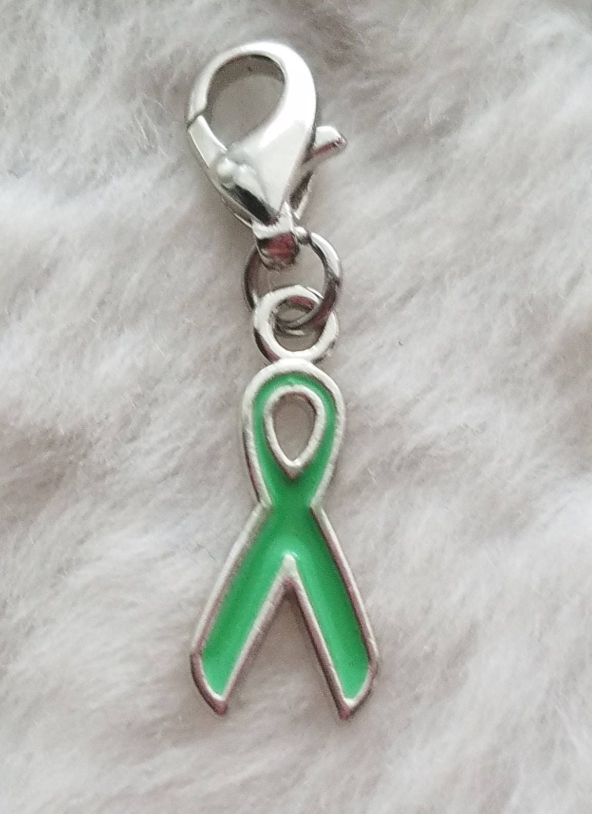 BULK Green Ribbon Charms | Green Awareness Ribbons | Mint Green Ribbon | Pack of 20 charms