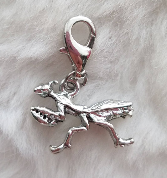 Praying Mantis Charm | Praying Mantis Jewelry | Insect Jewelry | Entomologist Gift | Sterling Silver Plated Pewter