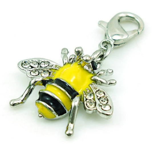 Bee Charm | Honeybee Charm | Bumblebee Charm | Insect Charm | Entomologist Gift | Rhinestone Bee Charm | Package of FIVE (5) Charms