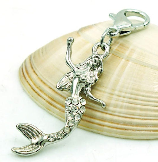 Mermaid Charm | Rhinestone Mermaid | Mermaid Jewelry | Mermaid Pendant | Boating Jewelry