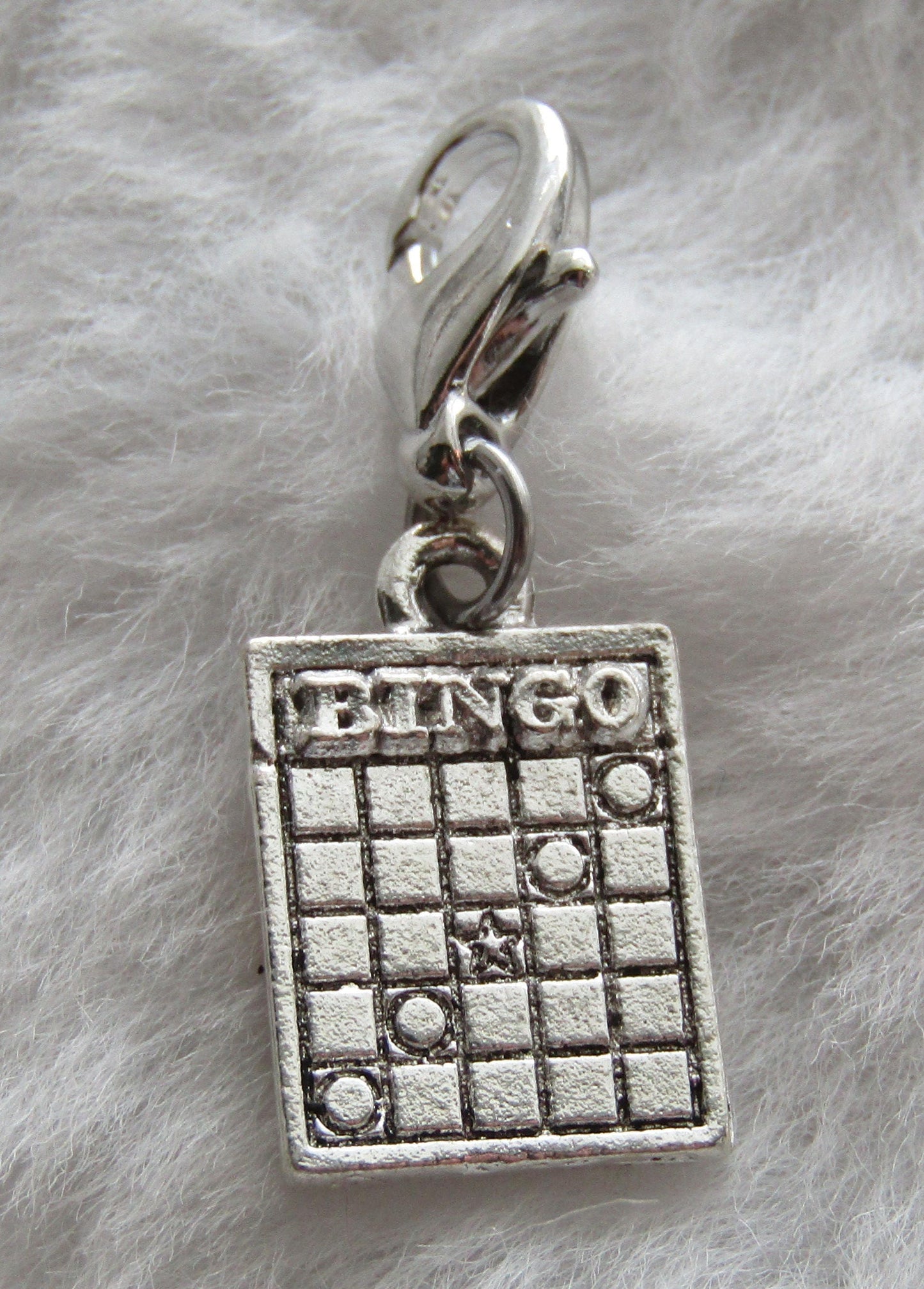 BINGO Card Charm | BINGO Charm | Gambling Charm | Sterling Silver Plated Pewter