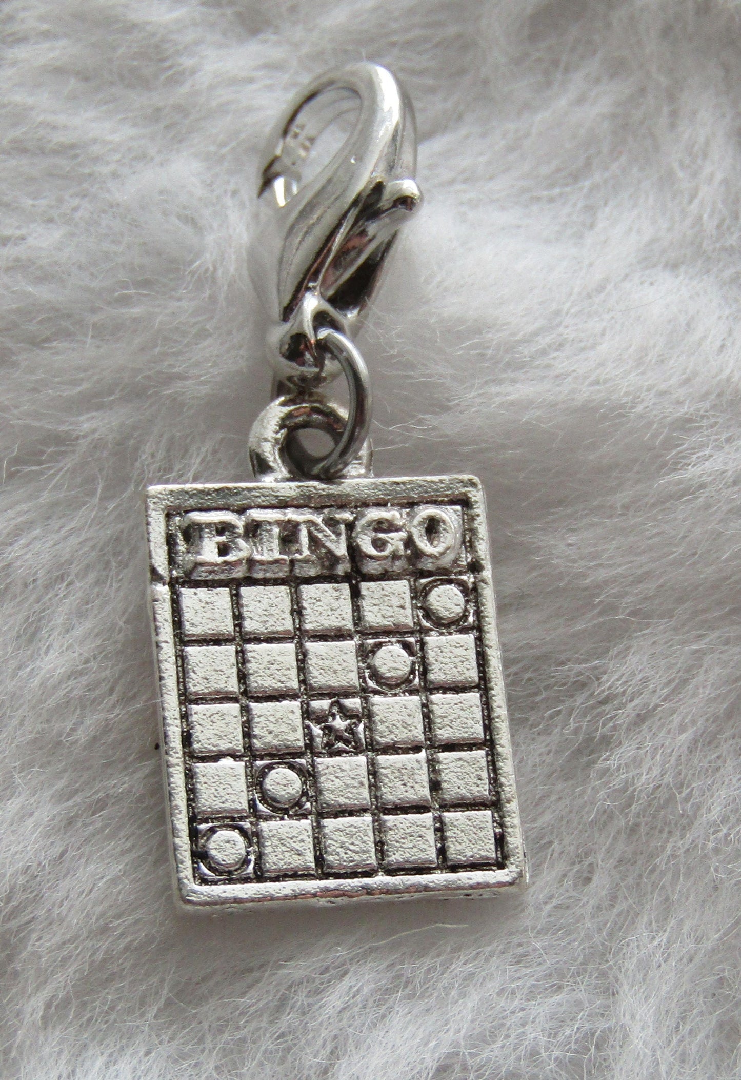 BINGO Card Charm | BINGO Charm | Gambling Charm | Sterling Silver Plated Pewter