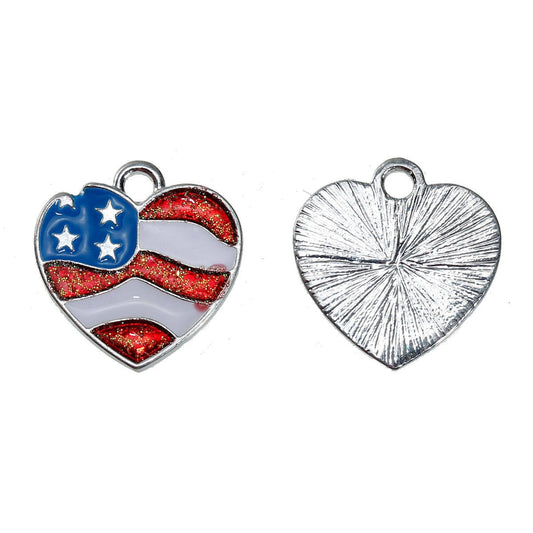 American Flag Heart Charm | American Pride Symbol | American Flag Charm | Patriotic Jewelry