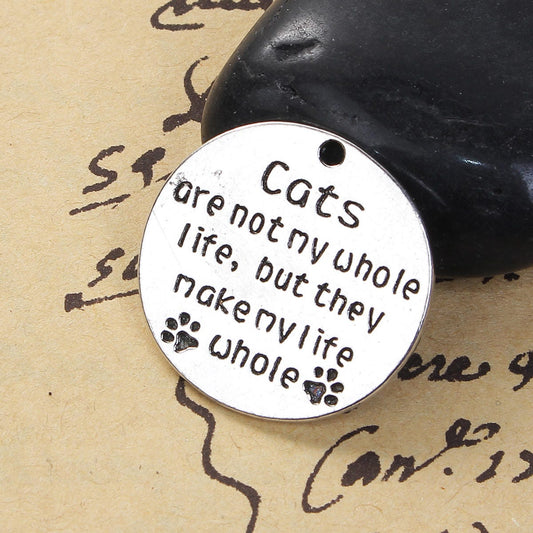 Cats Make My Life Whole Charm | Cat Mom Jewelry | Cat Dad Jewelry | Cat Life Charm