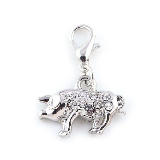 Rhinestone Pig Charm | Pig Jewelry | Pig Bling | Gift for 4H | Gift for FFA | Gift for Pig Farmer