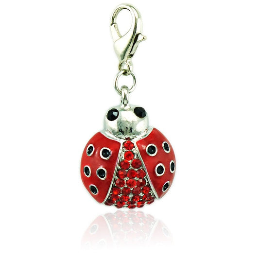 Rhinestone Lady Bug Charm | Lady Bug Bling | Lady Bug Pendant | Lady Bug Lover Gift | Package of FIVE (5) Charms