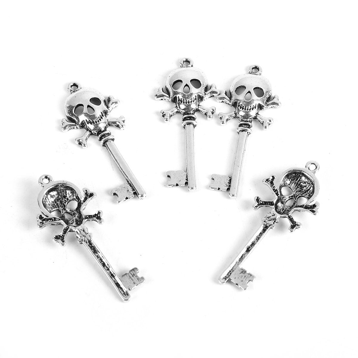 Skull Key Charms | Smiling Skull Charms | Halloween Charms | Charms for Bracelet | Pack of 5