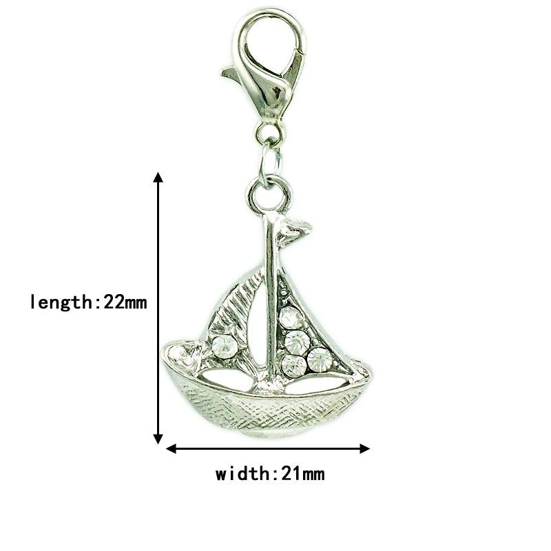 Sailboat Charm | Rhinestone Sailboat | Sailing Charm | Sailing Jewelry | Sailor Gift | Sailor Charm | Nautical Charm