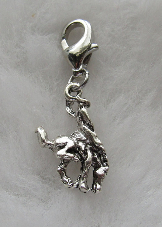 Kicking Horse Bronc Rider Charm | Rodeo Charm | Gift for Rodeo Rider | Gift for Barrel Racer | Sterling Silver Plated Pewter