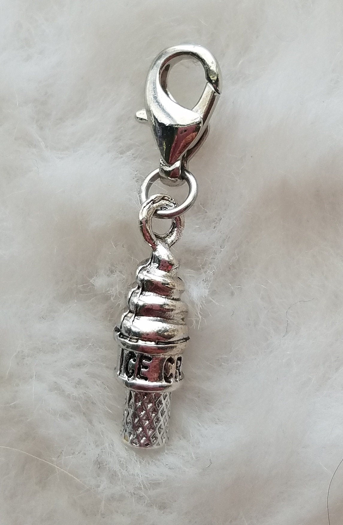 Ice Cream Cone Charm | Ice Cream Jewelry | Ice Cream Charm | Sterling Silver Plated Pewter | Food Jewelry | Food Charm