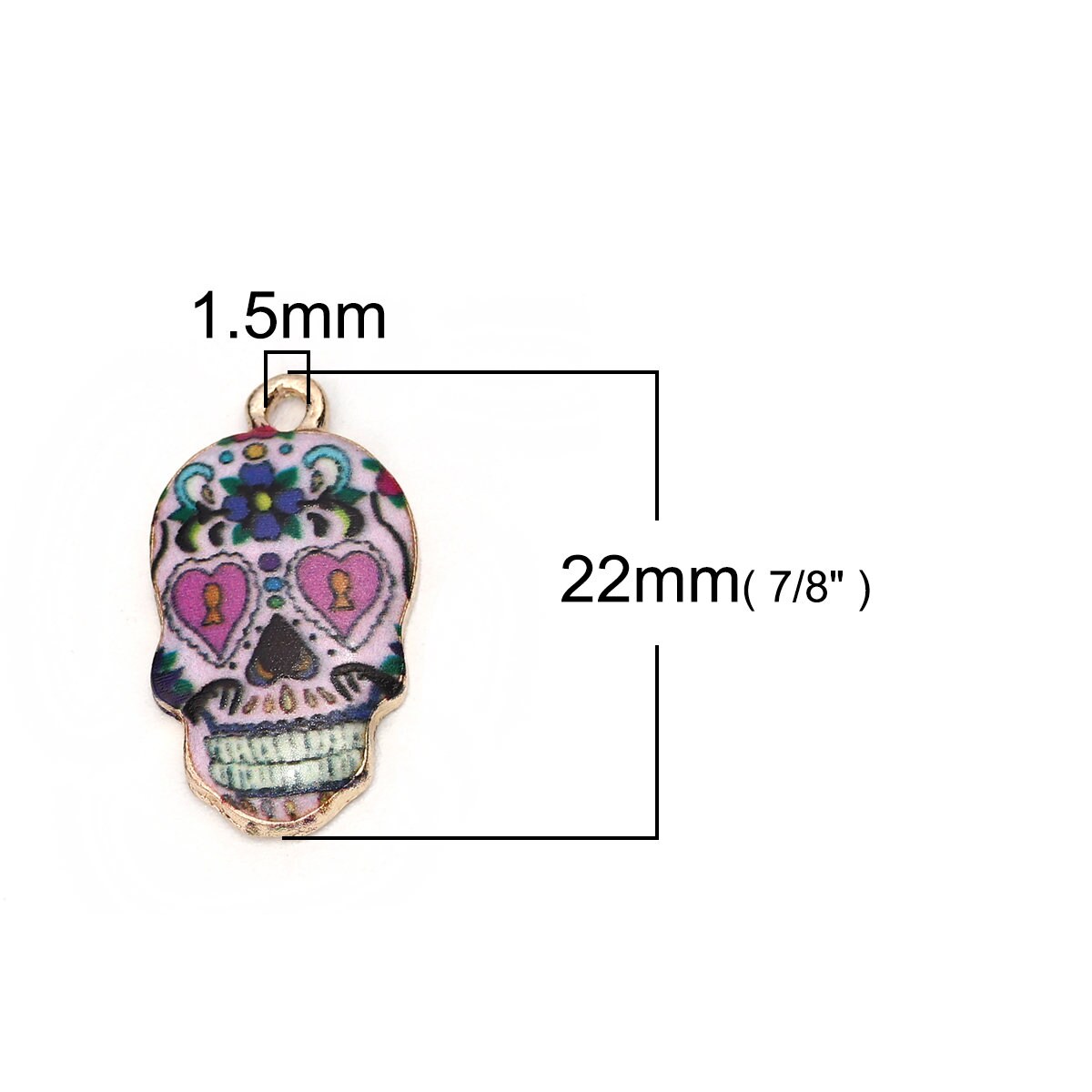 Sugar Skull Charm | Pink Sugar Skull Charm | Heart Sugar Skull Charm | Dia de los Muertos Charm