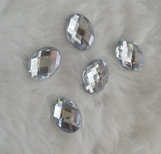 Flat-backed Oval Rhinestone Cabochons | 18x13mm | Pack of 100 | Mirror Cabochons | Oval Cabochons