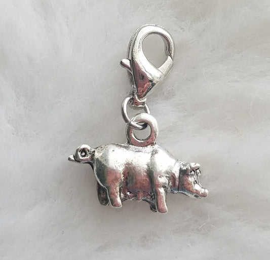 Pig Charm | Pig Jewelry | Hog Charm | Hog Jewelry | Farm Charm | Farm Jewelry | Sterling Silver Plated Pewter