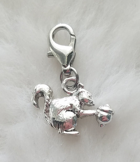 Squirrel Charm | Squirrel Jewelry | Sterling Silver Plated Pewter | Squirrel Gift