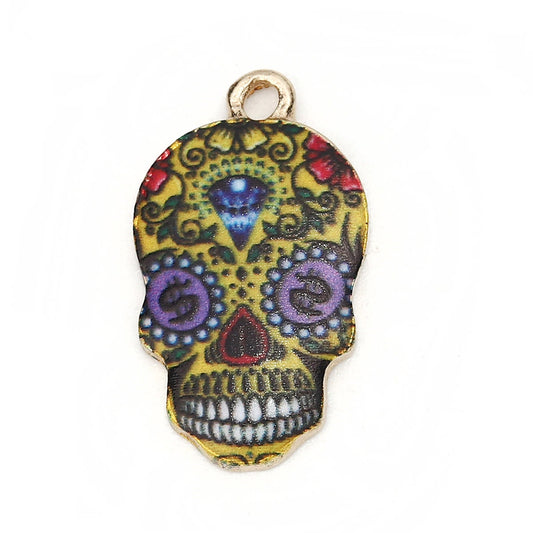 Sugar Skull Charm | Money Charm | Wealth Charm | Dia de Los Muertos Charm | Pack of 5 Charms