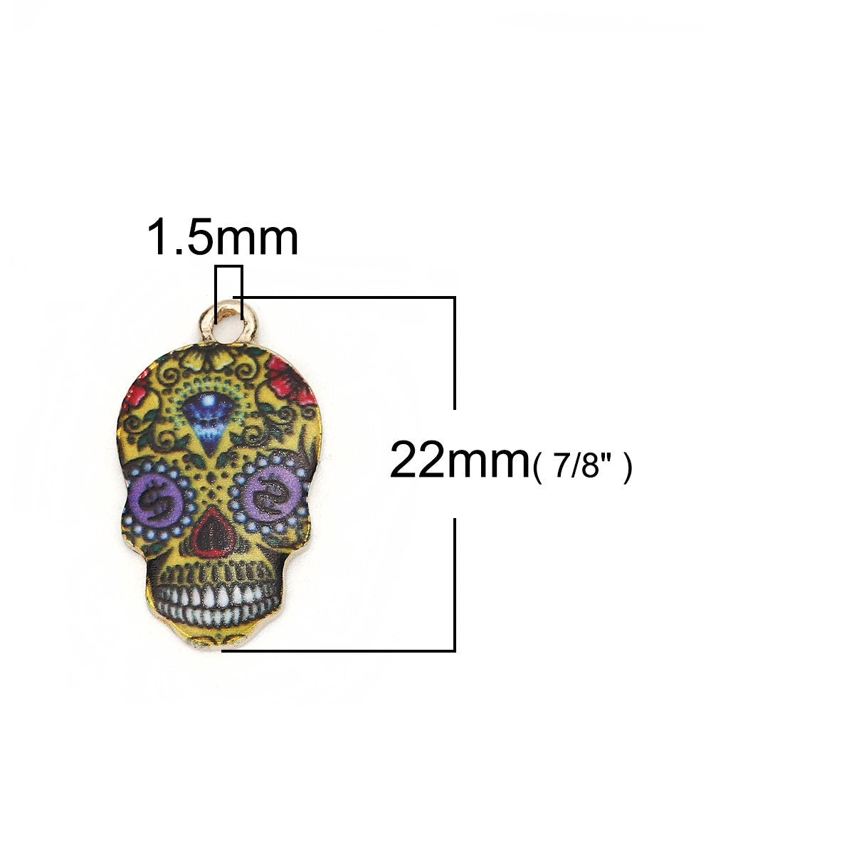 Sugar Skull Charm | Money Charm | Wealth Charm | Dia de Los Muertos Charm | Pack of 5 Charms