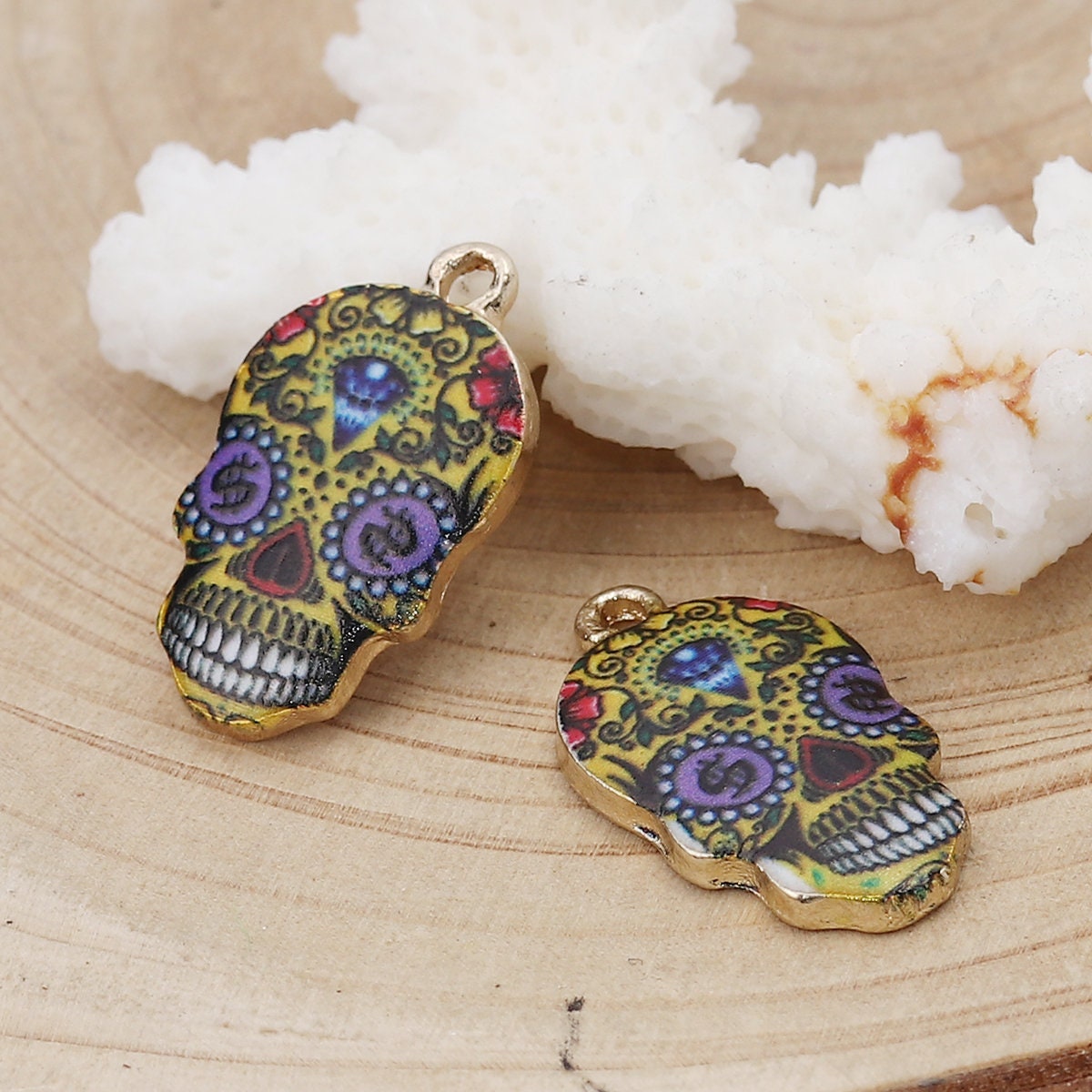 Sugar Skull Charm | Money Charm | Wealth Charm | Dia de Los Muertos Charm | Pack of 5 Charms