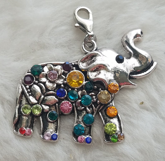 Colorful Elephant Pendant | Elephant Bling | Rhinestone Elephant | Elephant Lover Gift | Chain NOT INCLUDED