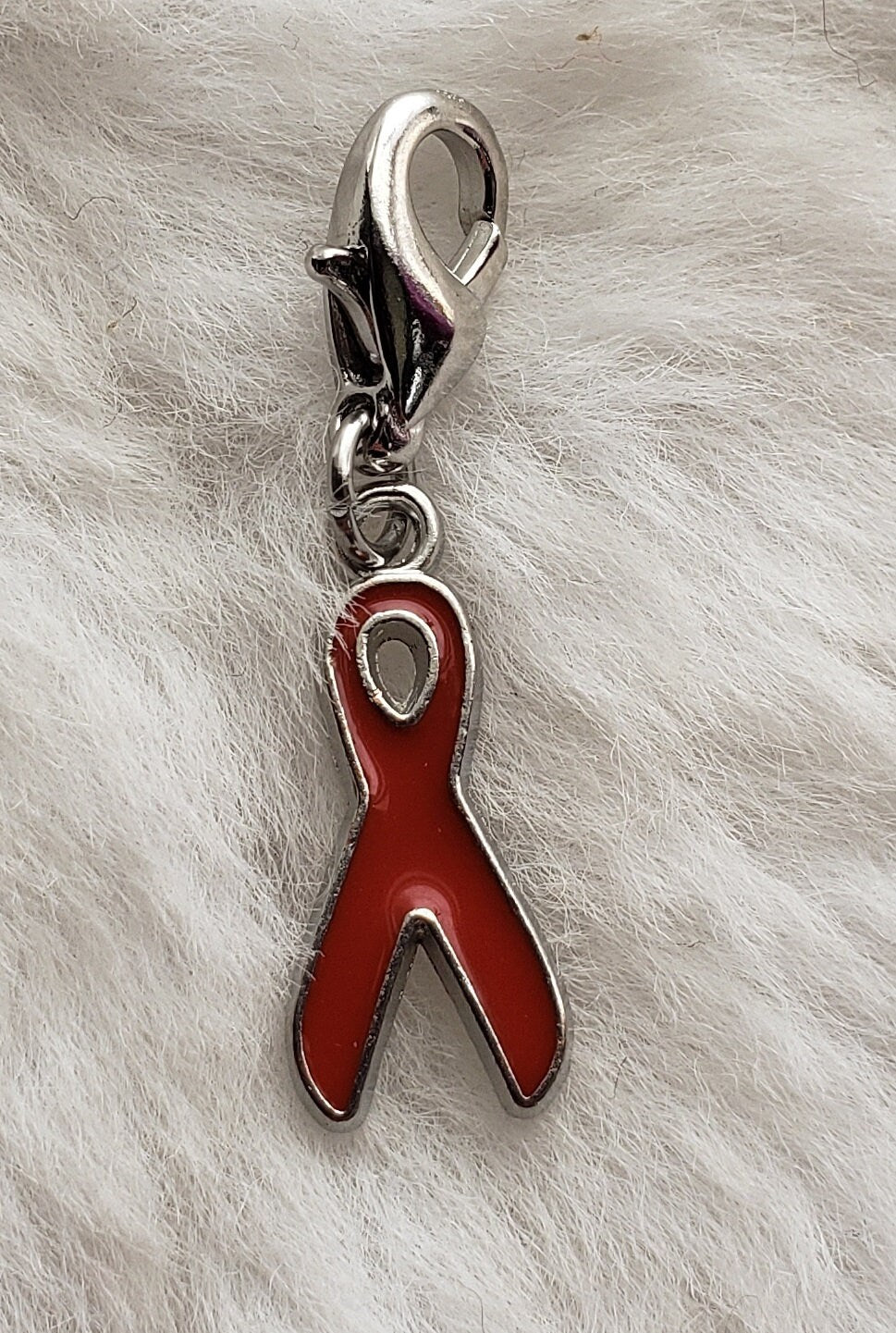 Red Ribbon Charm | Red Awareness Ribbon | AIDS Ribbon | Heart Disease Ribbon | MADD Charm | DARE Charm