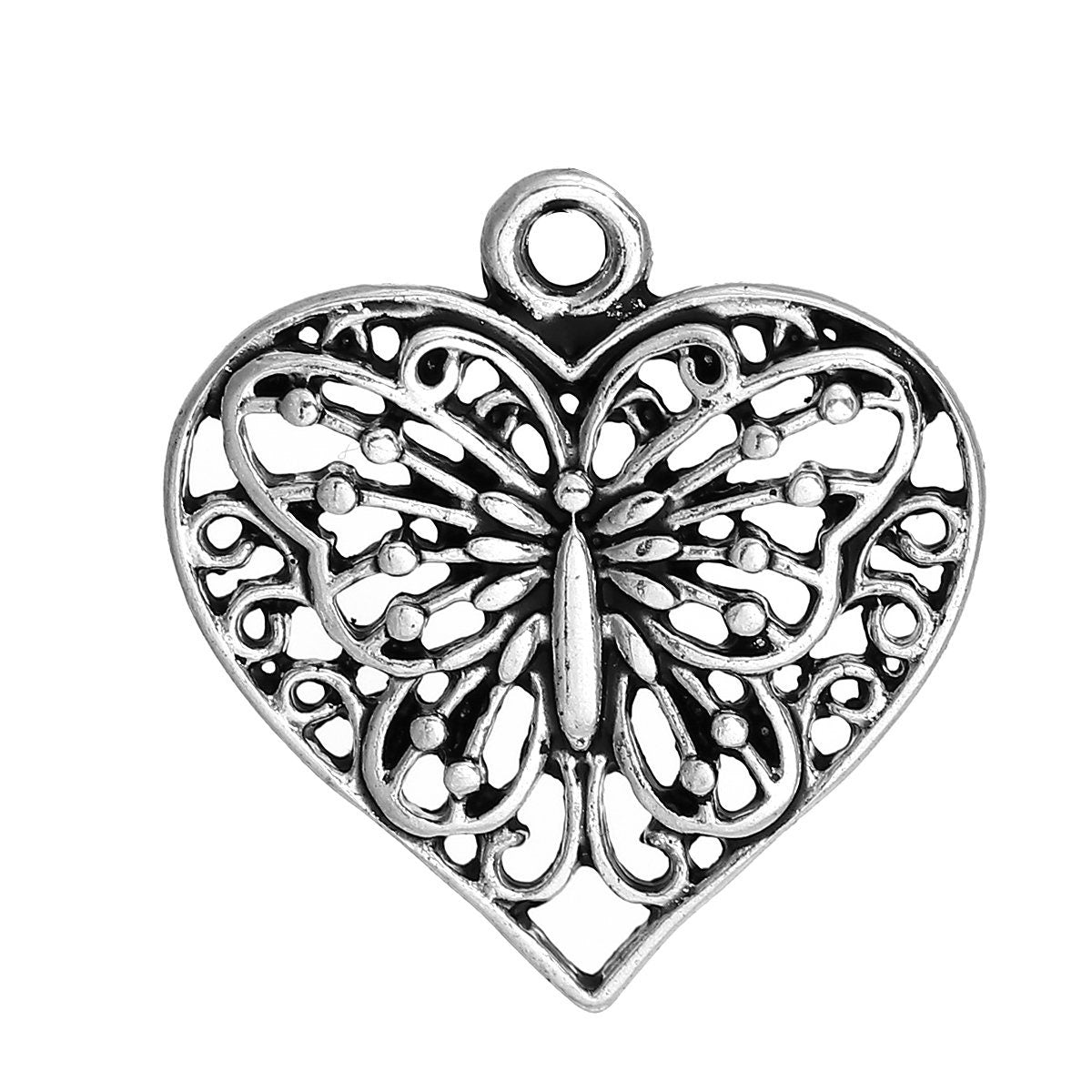 Butterfly Heart Charm | Butterfly Charm | Butterfly Pendant | Butterfly Jewelry