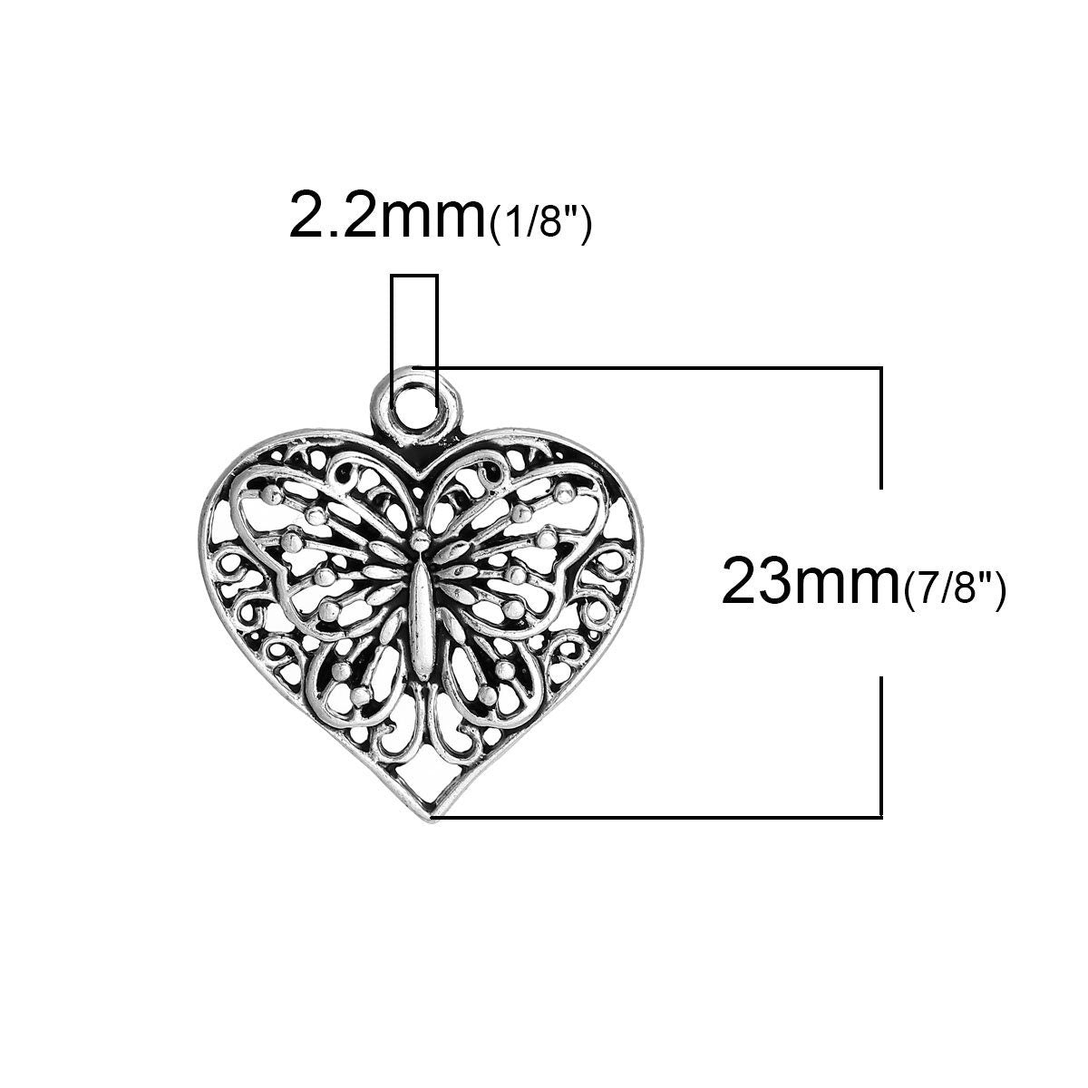 Butterfly Heart Charm | Butterfly Charm | Butterfly Pendant | Butterfly Jewelry