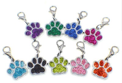 Glitter Paw Print Charms | Team Spirit Gift | Team Mascot Charms | Gift for Dog Lover