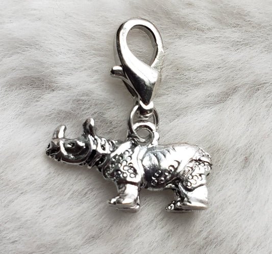 Rhinoceros Charm | Rhino Charm | Rhinoceros Jewelry | Rhino Jewelry | Sterling Silver Plated Pewter